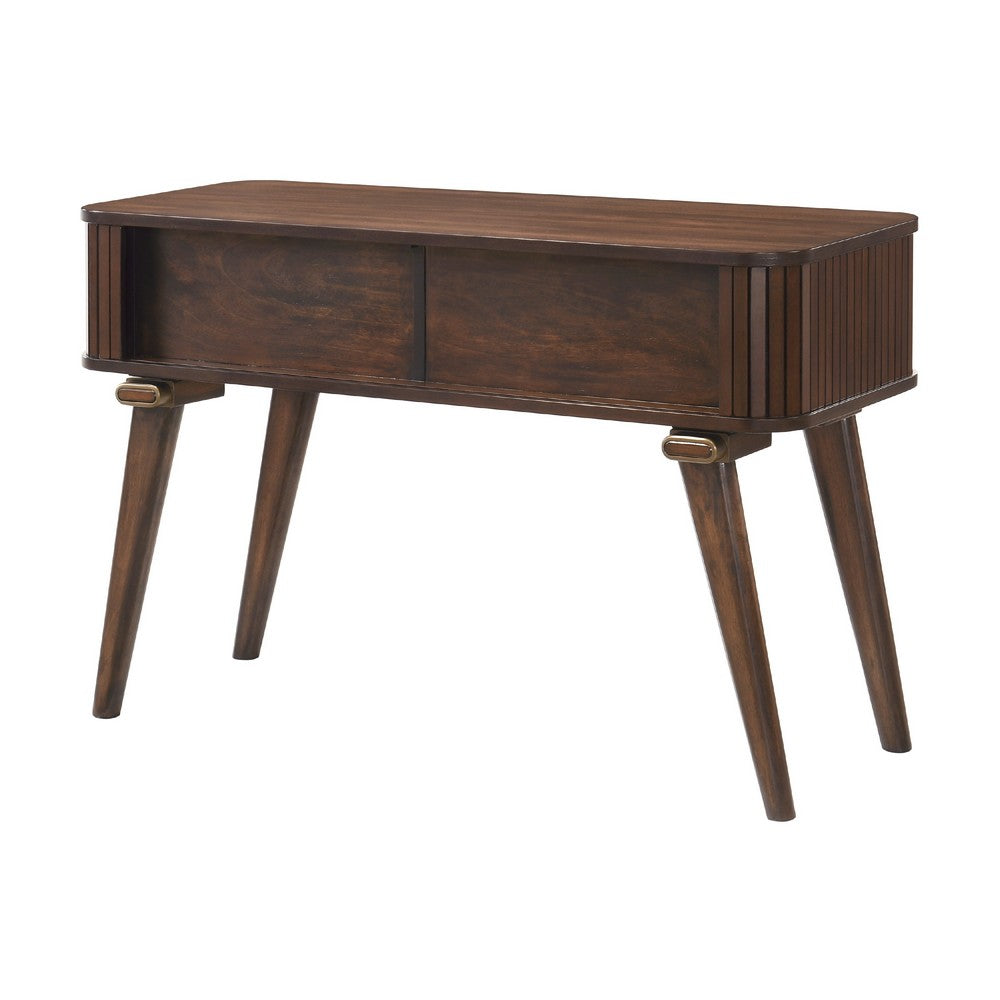 Benjara Manny Sofa Console Table, 2 Tambour Doors, Walnut Brown 48 Inch