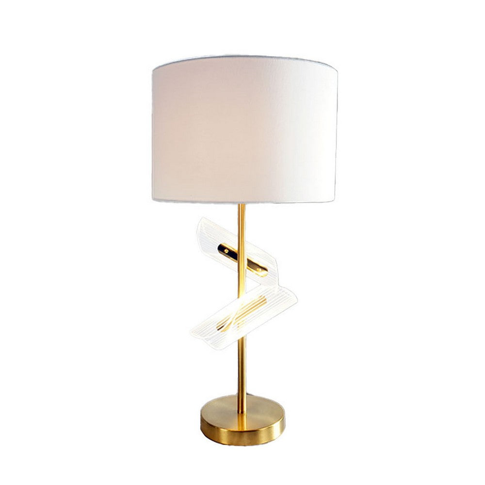 Benjara Limy 2pc Table Lamp Set, White Shade, Classic Gold Base, 20 Inch
