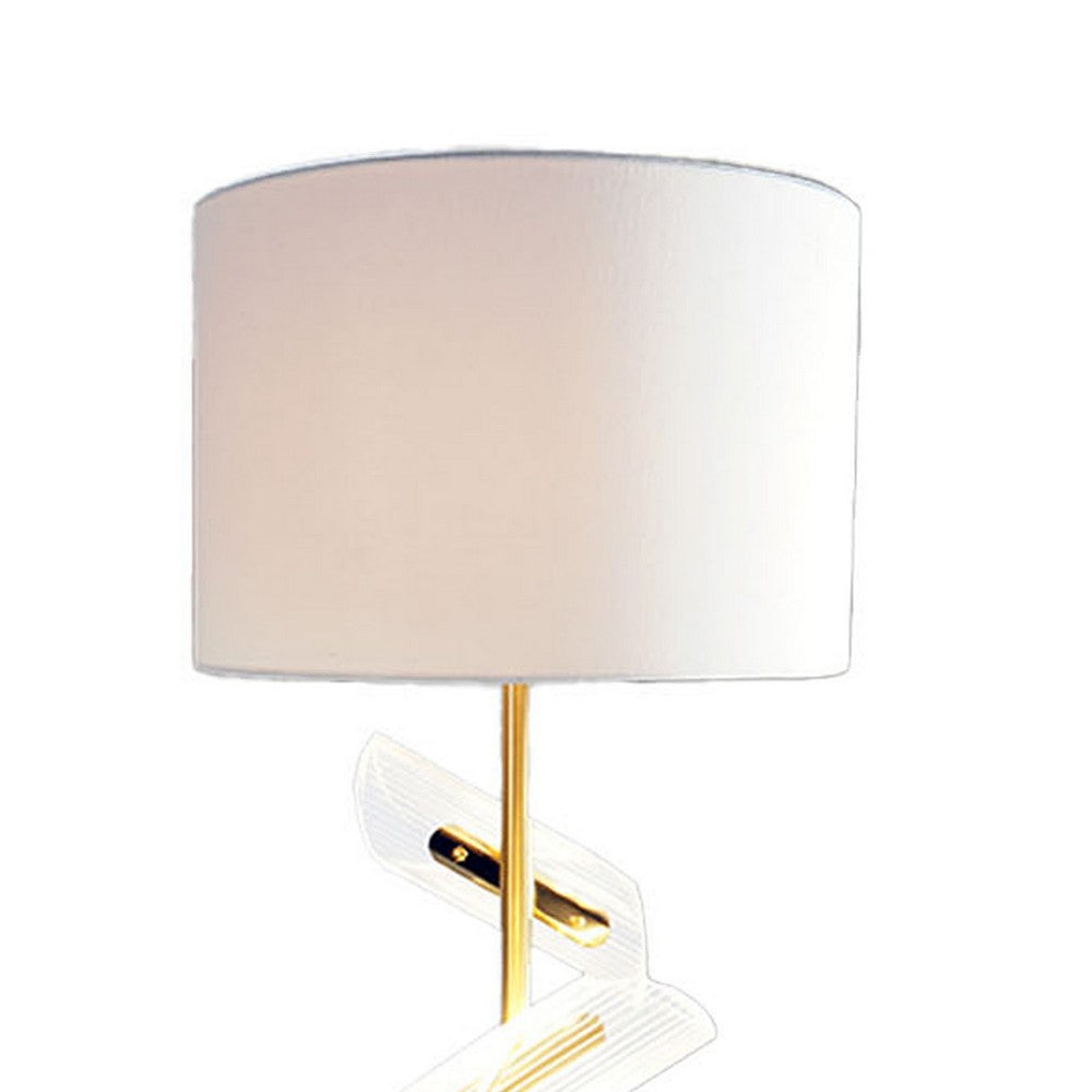 Benjara Limy 2pc Table Lamp Set, White Shade, Classic Gold Base, 20 Inch