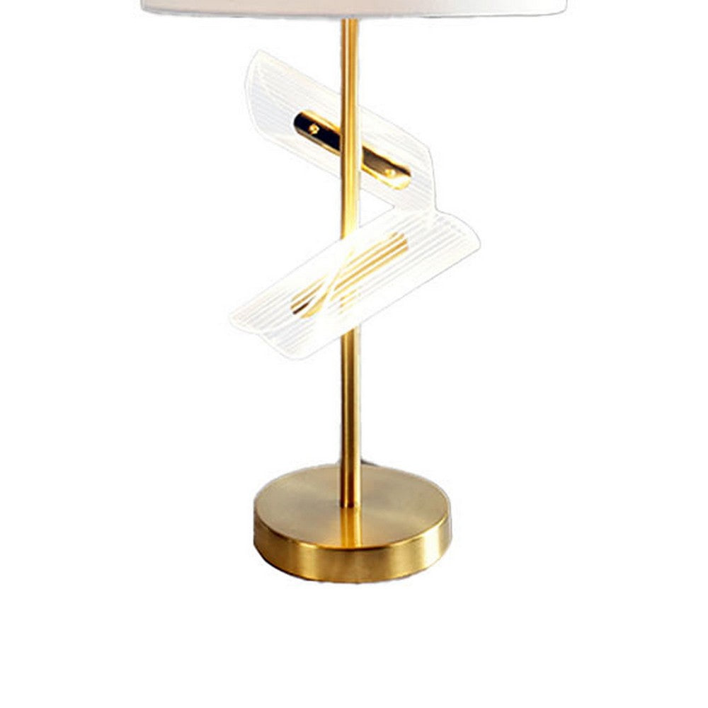 Benjara Limy 2pc Table Lamp Set, White Shade, Classic Gold Base, 20 Inch