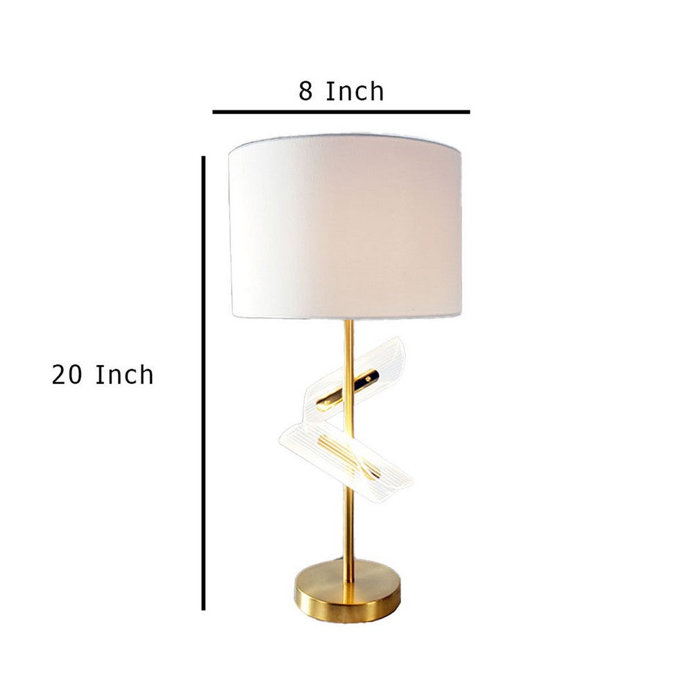 Benjara Limy 2pc Table Lamp Set, White Shade, Classic Gold Base, 20 Inch