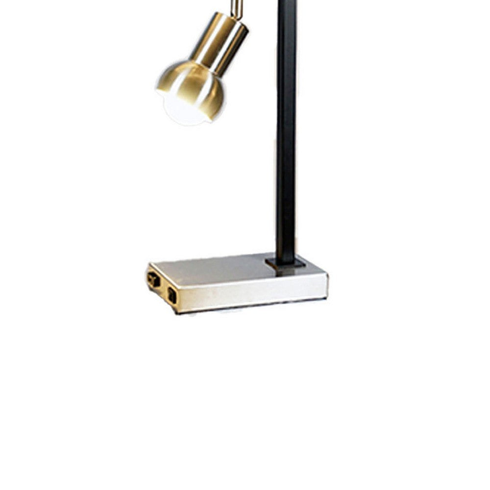 Benjara Limy 2pc Table Lamp Set, White Shade, Chrome And Black Frame, 29 Inch