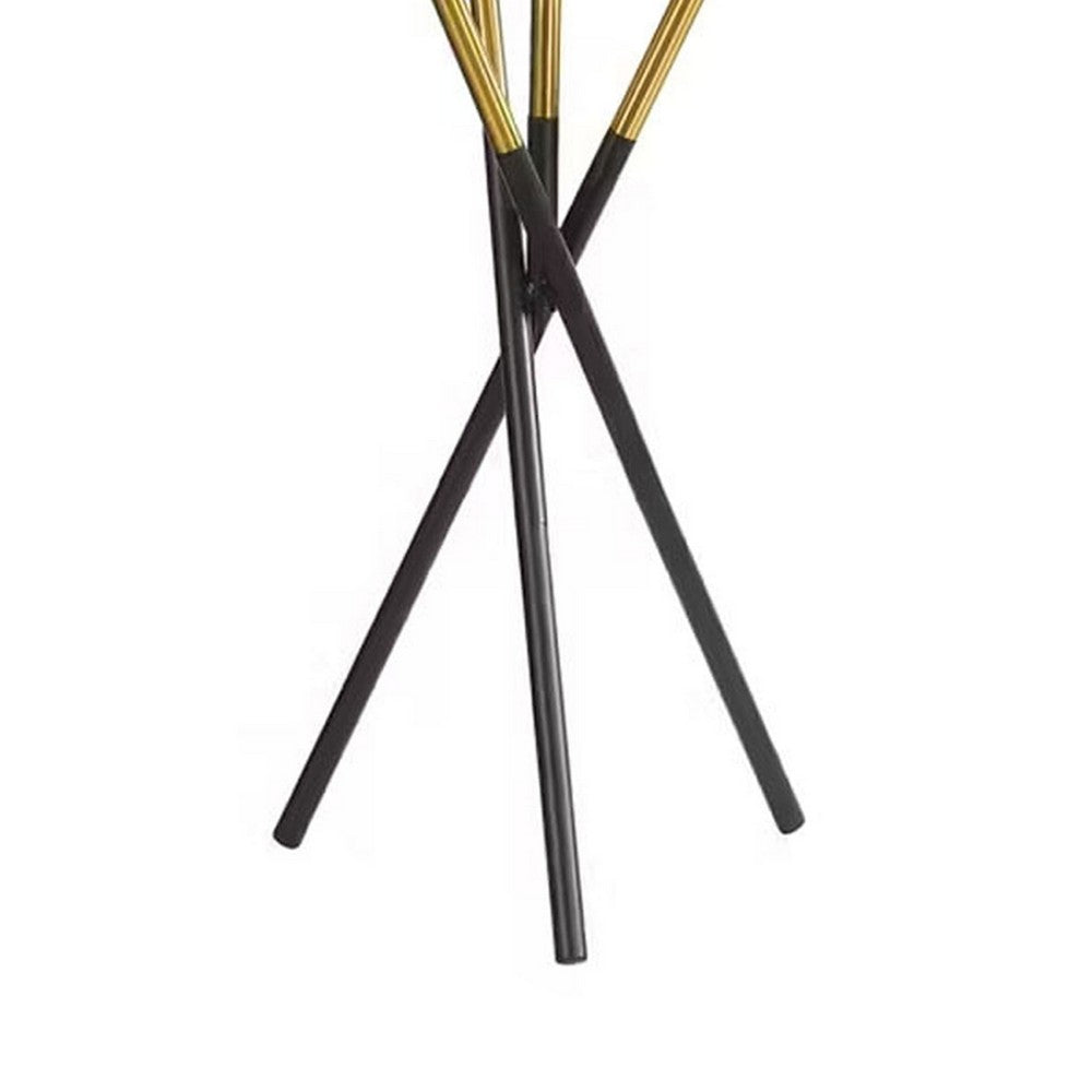 Benjara Azy Table Lamp, Frosted White Shade, Tripod Base, Black Gold, 30 Inch
