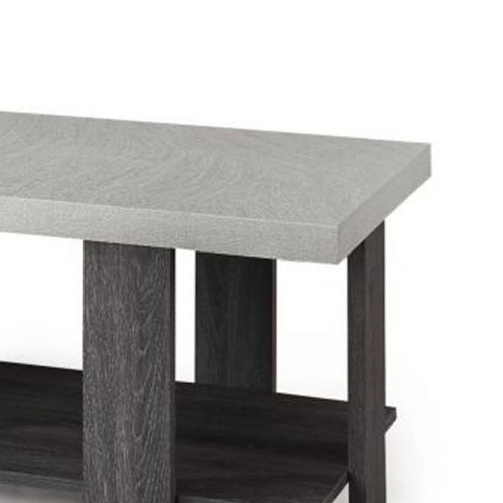Benjara Birz 3pc Coffee And Side End Table Set, Beige Wood Top, Gray Base
