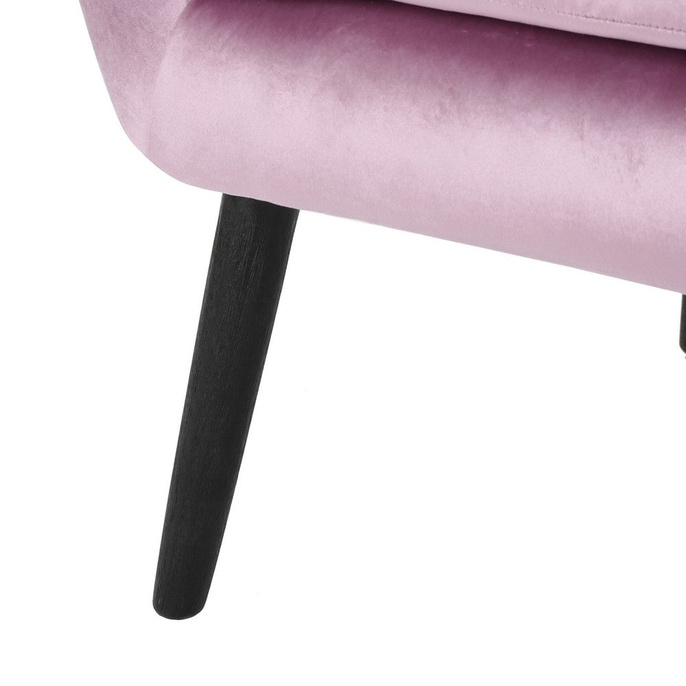 Benjara Zorro Accent Armchair, Black Angled Wood Legs, Pink Tufted Velvet