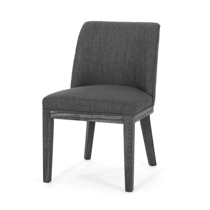 Benjara Edena Dining Chair Set of 2, Black Rubberwood, Charcoal Gray