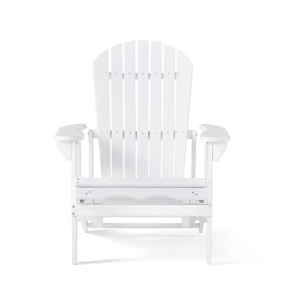 Benjara Libo Outdoor Reclining Adirondack Chair with Slanted Back, White Wood