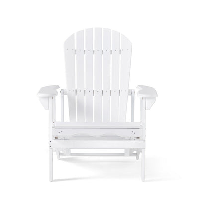Benjara Libo Outdoor Reclining Adirondack Chair with Slanted Back, White Wood