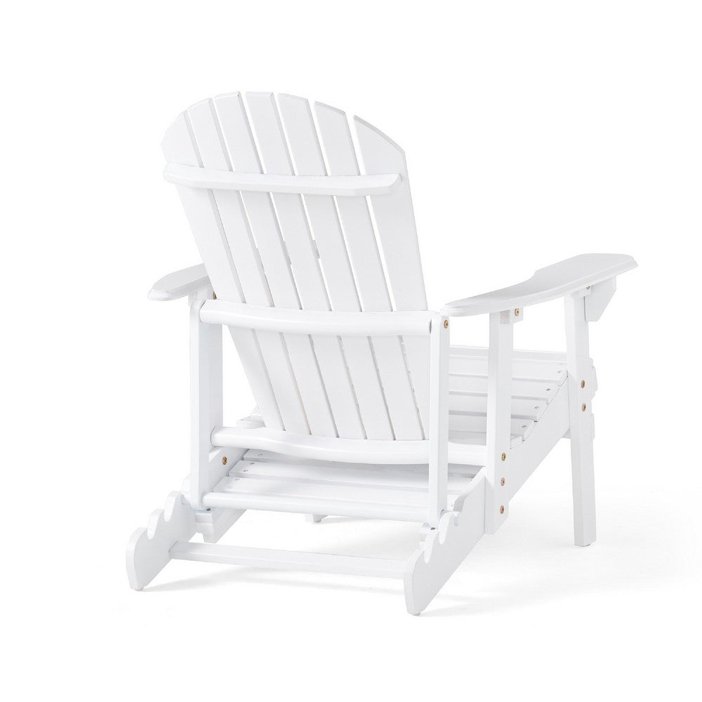 Benjara Libo Outdoor Reclining Adirondack Chair with Slanted Back, White Wood