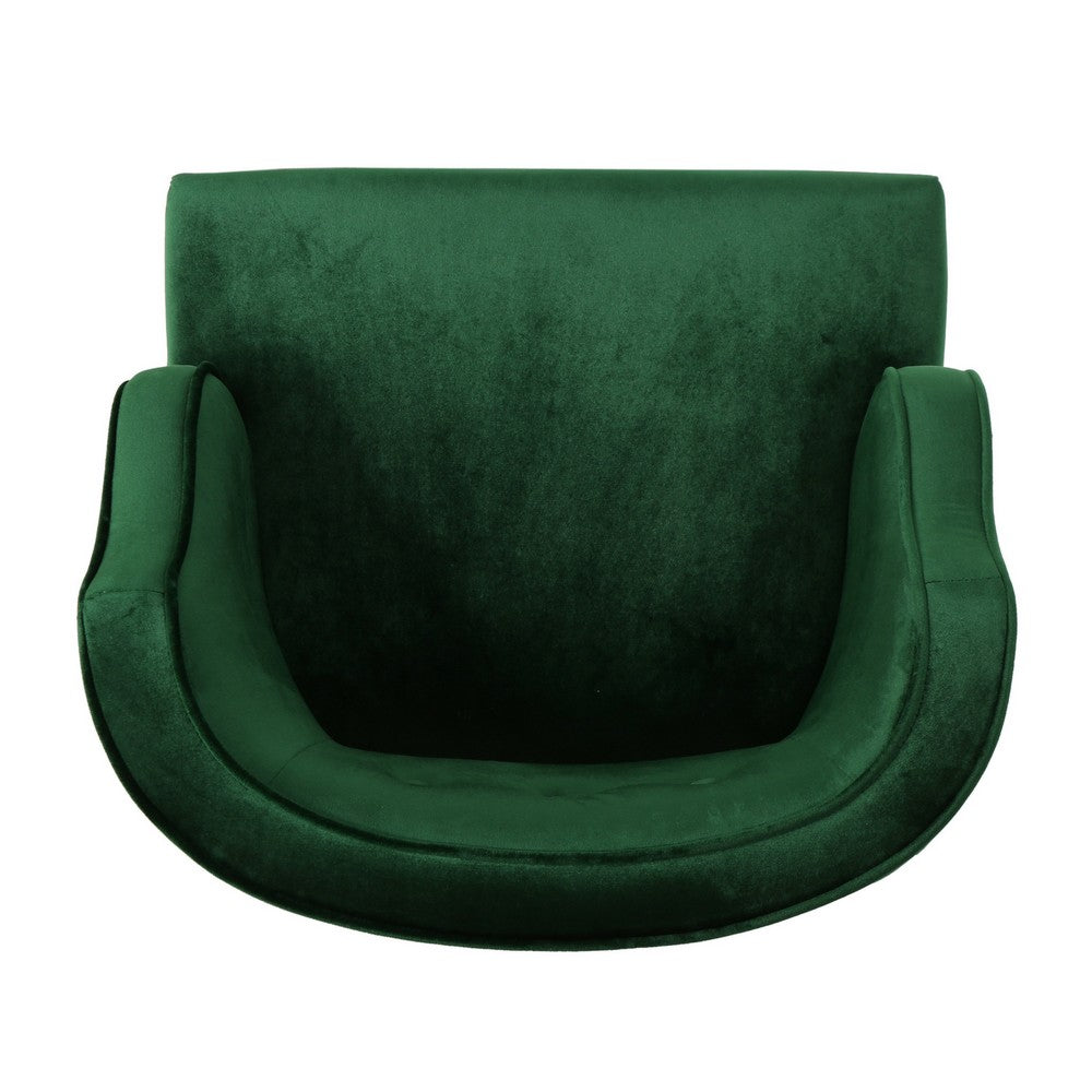 Benjara Joen Accent Armchair, Curved Back, Emerald Green Velvet
