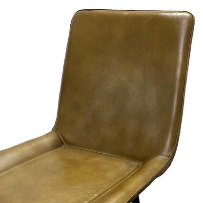 Benjara Isha Counter Stool Chair Set of 2, Brown Faux Leather, Black Iron