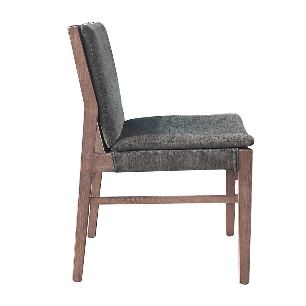 Benjara Lily Dining Chair Set of 2, Gray Seat And Back, Espresso Brown Ash Wood