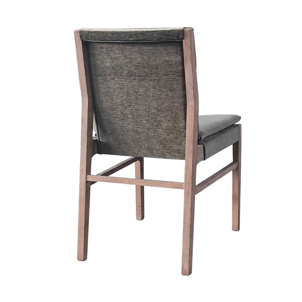 Benjara Lily Dining Chair Set of 2, Gray Seat And Back, Espresso Brown Ash Wood