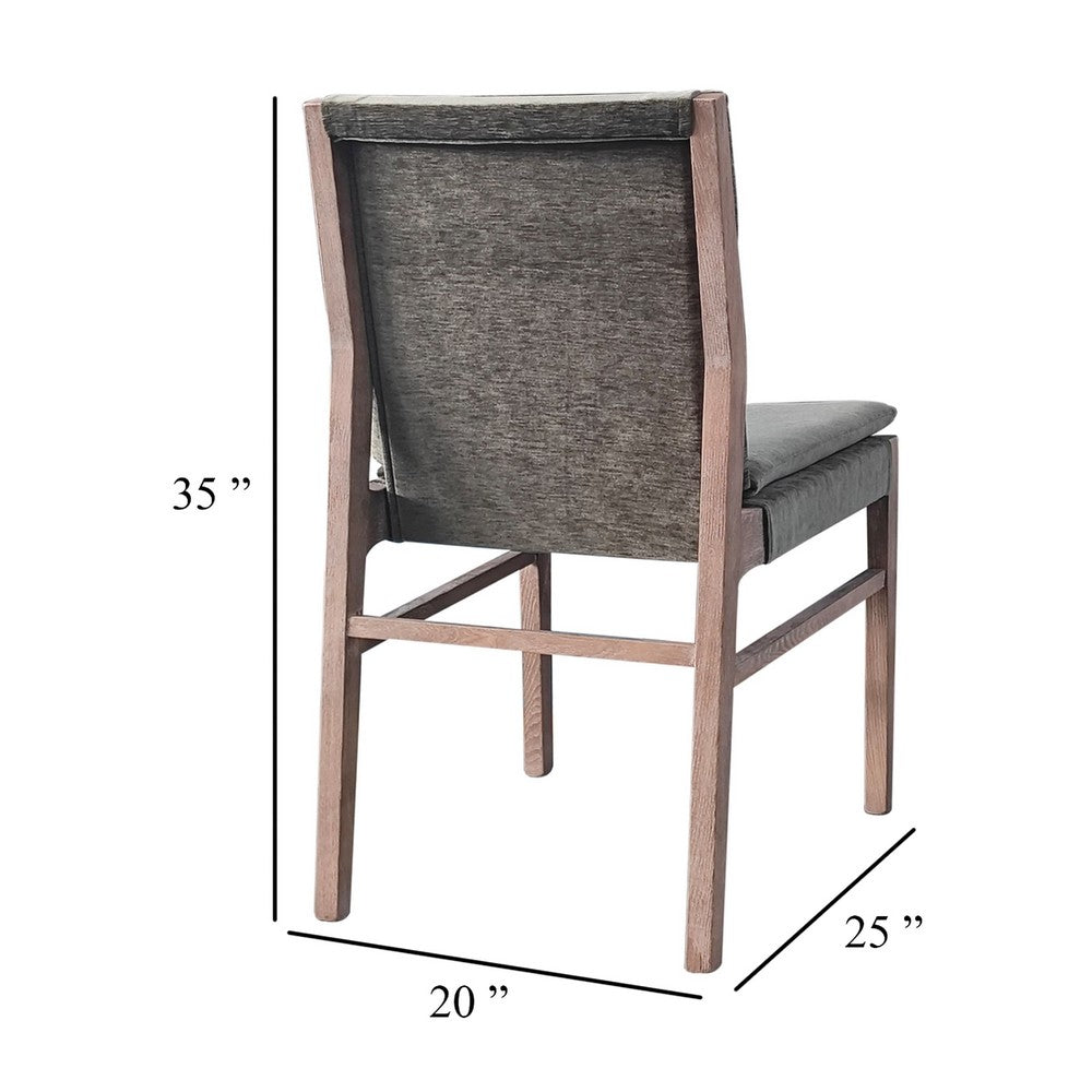 Benjara Lily Dining Chair Set of 2, Gray Seat And Back, Espresso Brown Ash Wood