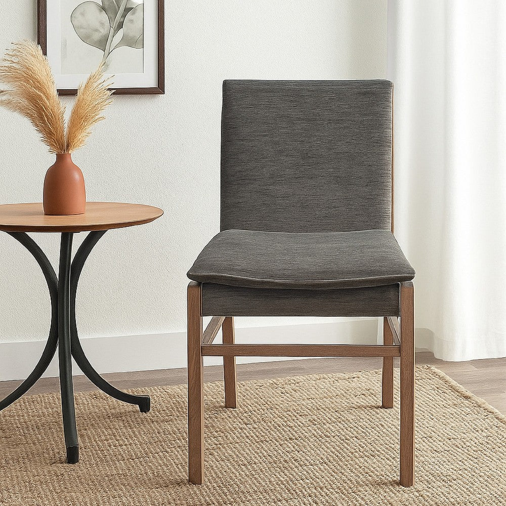 Benjara Lily Dining Chair Set of 2, Gray Seat And Back, Espresso Brown Ash Wood
