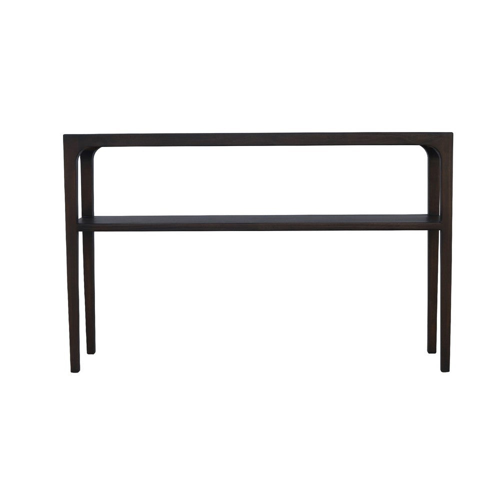 Benjara Geni Sofa Console Table, 48 Inch Top w Shelf, Parsons Style Java Gray