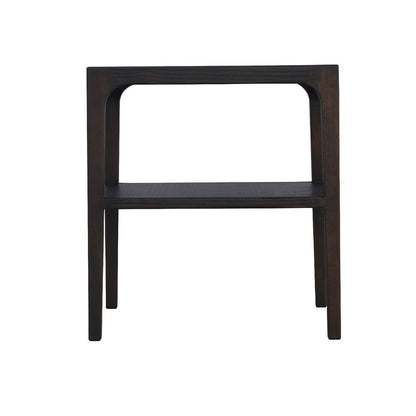 Benjara Geni Corner Table, 22 Inch Square Top w Shelf, Parsons Style Java Gray
