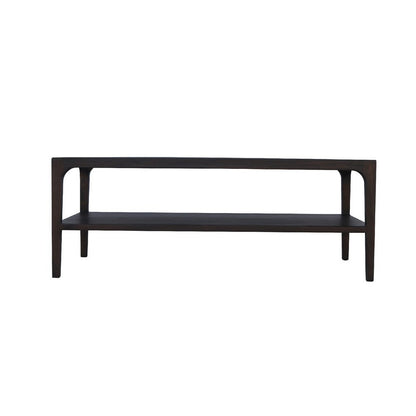 Benjara Geni Coffee Table, 48 Inch Rectangular Top w Shelf, Parsons Style Gray
