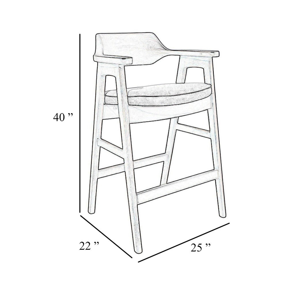 Benjara Zsy Barstool Chair, Curved Back, Black Birch Wood And Faux Leather