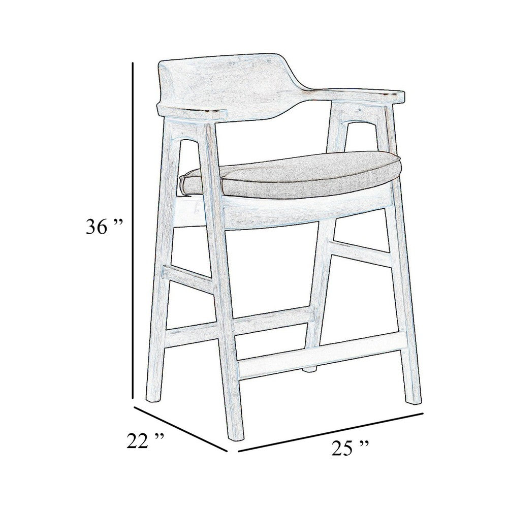 Benjara Zsy Counter Stool Chair, Open Back, Black Birch Wood And Faux Leather