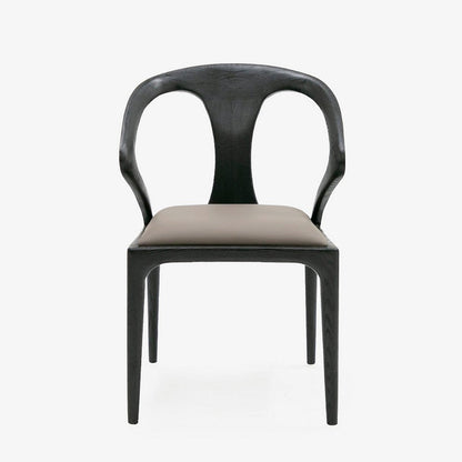 Benjara Cid Syla Dining Chair, Black Ash Wood Frame, Faux Leather Seat