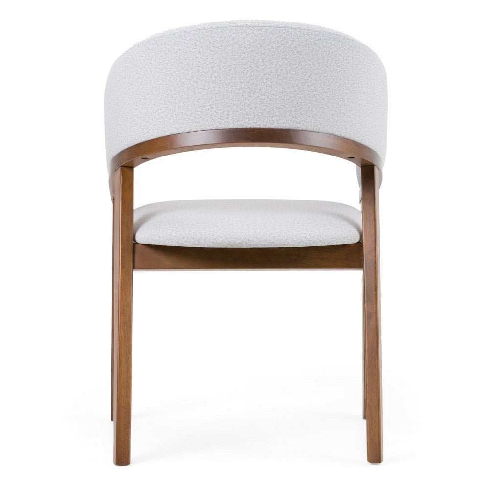 Benjara Cid Naj Dining Chair, Gray Fabric Cushions, Curved Walnut Brown Rubberwood