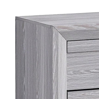 Benjara Laide Nightstand with 2 Drawers, Cup Handles, Gray Driftwood Finish Wood