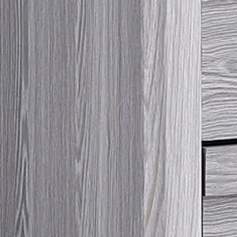 Benjara Laide Nightstand with 2 Drawers, Cup Handles, Gray Driftwood Finish Wood