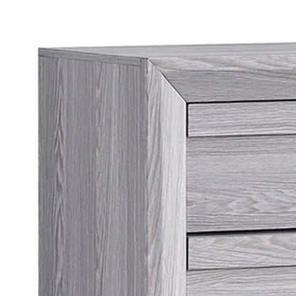 Benjara Laide Tall Dresser Chest with 5 Drawers, Cup Handles, Gray Driftwood Veneer