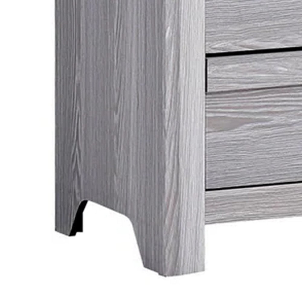 Benjara Laide Tall Dresser Chest with 5 Drawers, Cup Handles, Gray Driftwood Veneer