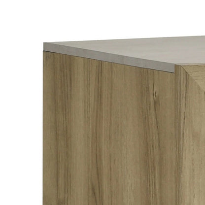 Benjara Amey Nightstand with 2 Drawers, White Trim And Driftwood Brown Finish