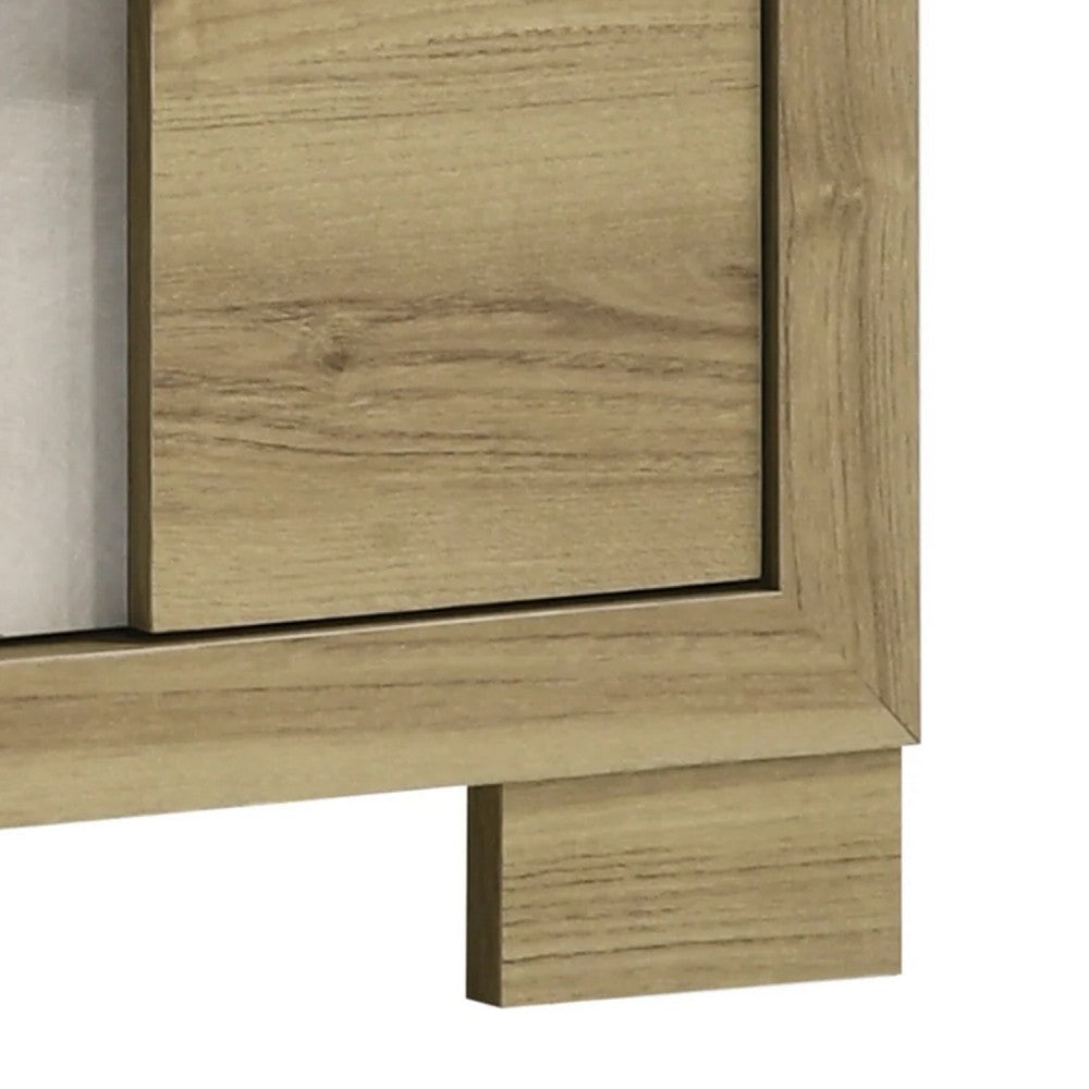 Benjara Amey Nightstand with 2 Drawers, White Trim And Driftwood Brown Finish