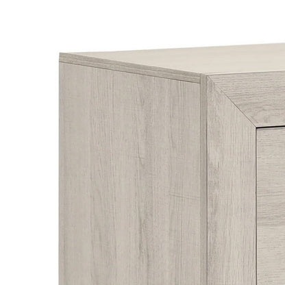 Benjara Cuzzy Nightstand with 2 Drawers, Black Metal, Natural White Wood