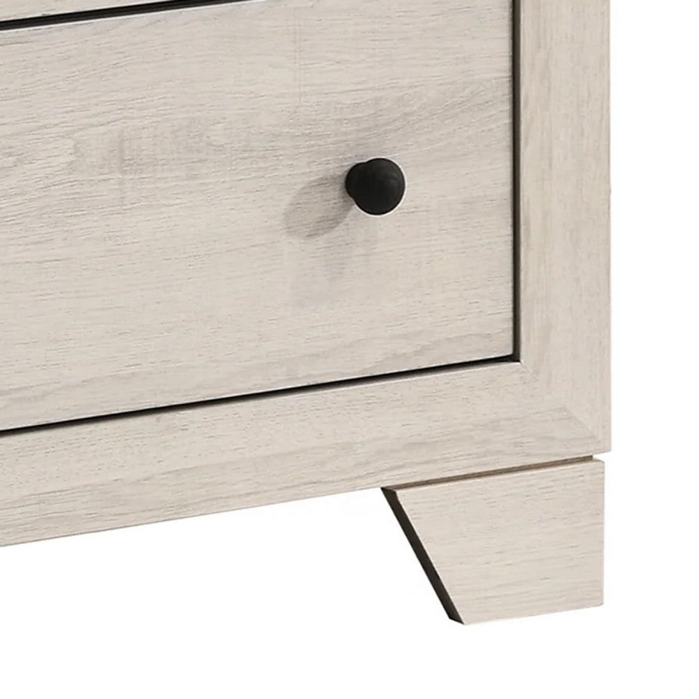 Benjara Cuzzy Tall Dresser Chest with 4 Drawers, Natural White Wood