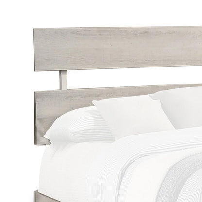 Benjara Cuzzy Twin Platform Bed with Panel Headboard, Low Profile White Wood
