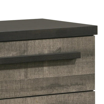 Benjara Ruthe Nightstand with 2 Drawers, Wide Top, Ebony Black, Gray Wood