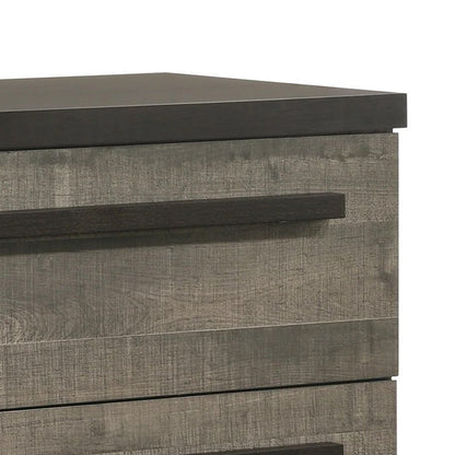 Benjara Ruthe Tall Dresser Chest with 4 Drawers, Ebony Black, Gray Wood