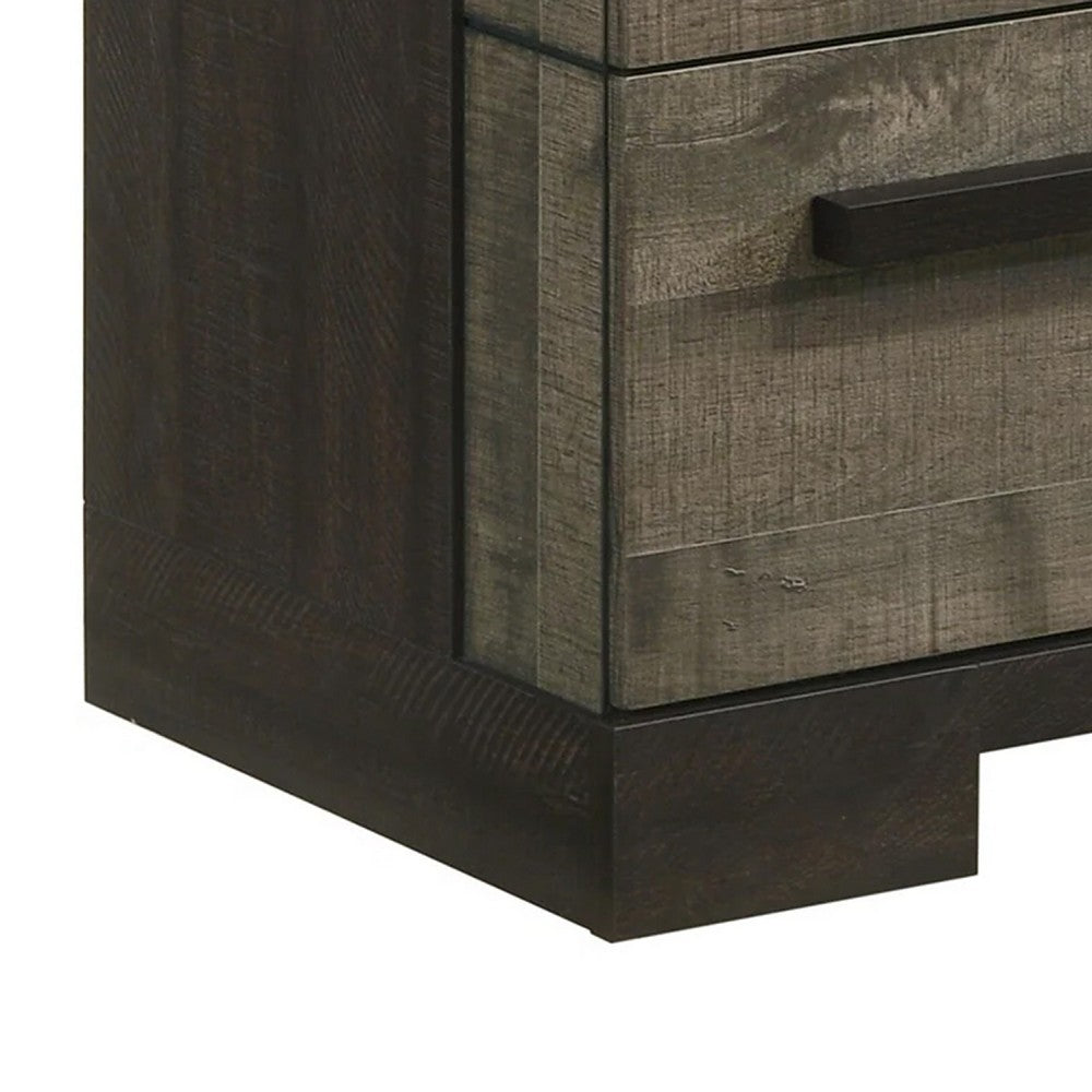 Benjara Ruthe Tall Dresser Chest with 4 Drawers, Ebony Black, Gray Wood
