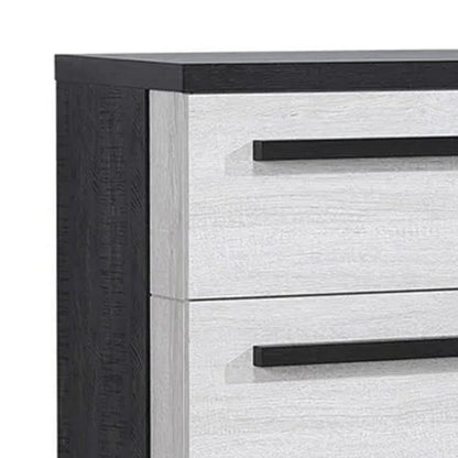 Benjara Ruthe Tall Dresser Chest with 4 Drawers, Ebony Black, White Wood