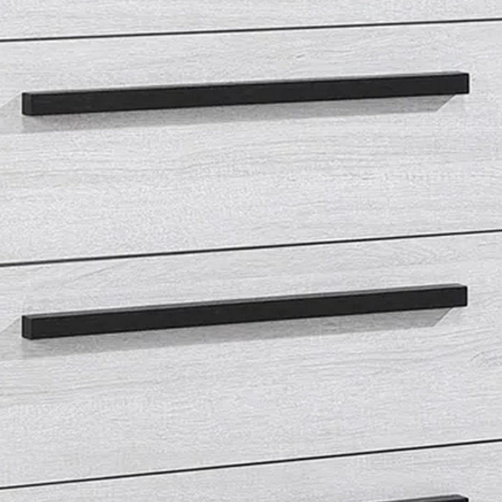 Benjara Ruthe Tall Dresser Chest with 4 Drawers, Ebony Black, White Wood