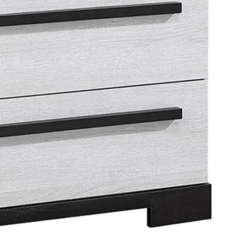 Benjara Ruthe Tall Dresser Chest with 4 Drawers, Ebony Black, White Wood