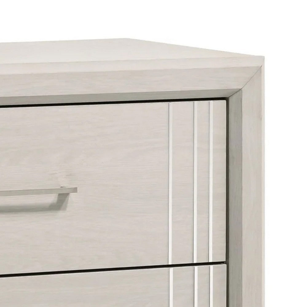 Benjara Charie Tall Dresser Chest with 4 Drawers, Tapered Feet, White Wood