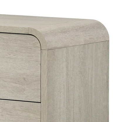 Benjara Meni Nightstand, 2 Drawers, Black Metal Handles, Scandinavian White