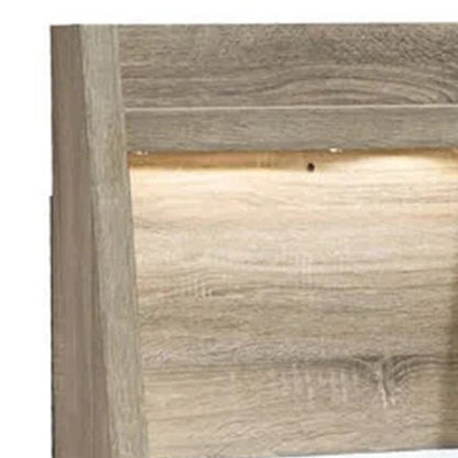 Benjara Tily Nightstand w Wall Panel, 2 Drawers, White Faux Stone Top, Brown