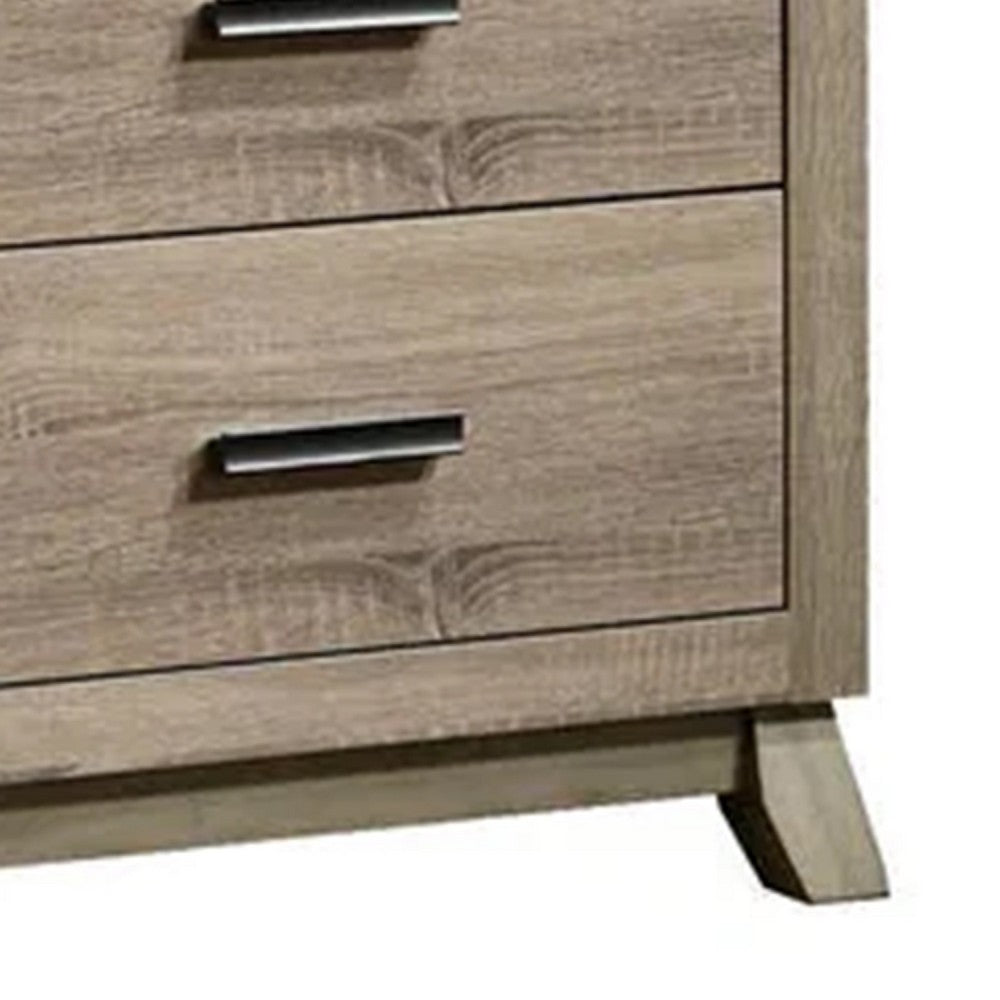 Benjara Tily Nightstand w Wall Panel, 2 Drawers, White Faux Stone Top, Brown