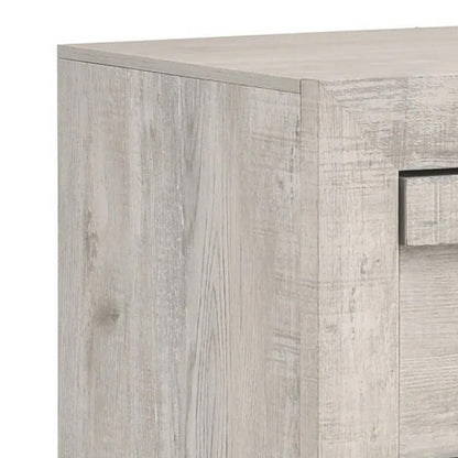 Benjara Velz Nightstand, 2 Drawers, Metal Finger Pull Handles, Weathered Beige
