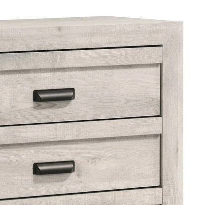 Benjara Velz Tall Dresser Chest, 5 Drawers, Finger Pull Handles, Weathered Beige