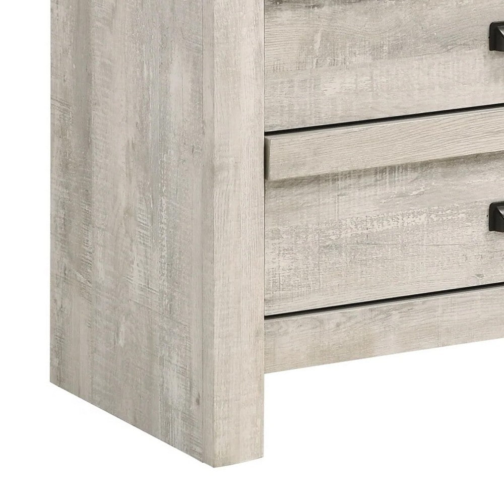 Benjara Velz Tall Dresser Chest, 5 Drawers, Finger Pull Handles, Weathered Beige