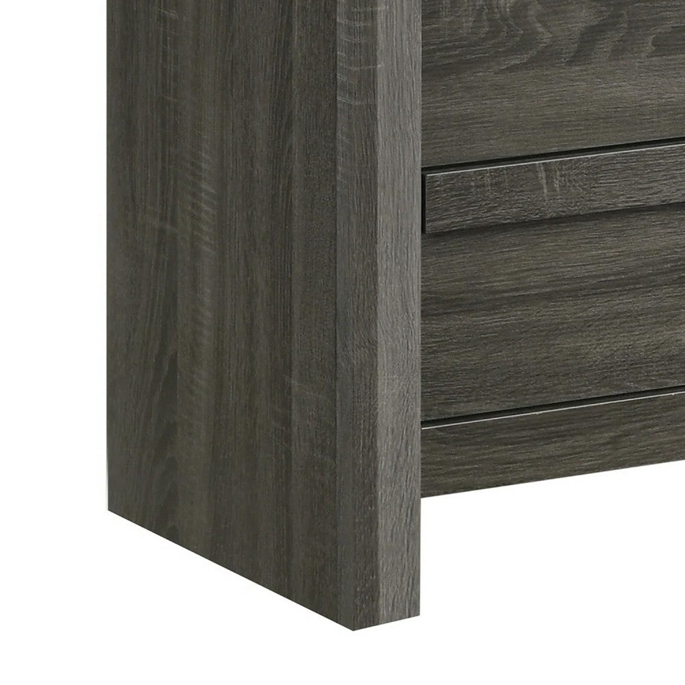 Benjara Velz Tall Dresser Chest, 5 Drawers, Finger Pull Handles, Dark Gray Wood