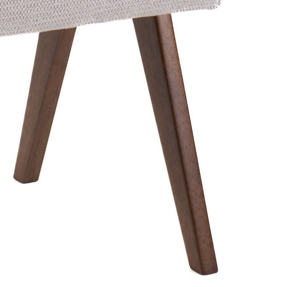 Benjara Cid Jose Dining Chair Set of 2, Beige Polyester, Walnut Brown Wood